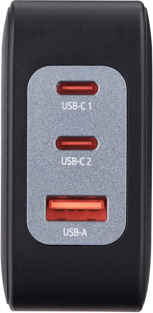 Intenso Ladegerät Power Adapter W100ACC GaN + C520C Kabel 2x USB-C 1x USB-A für 3 Gerät schwarz