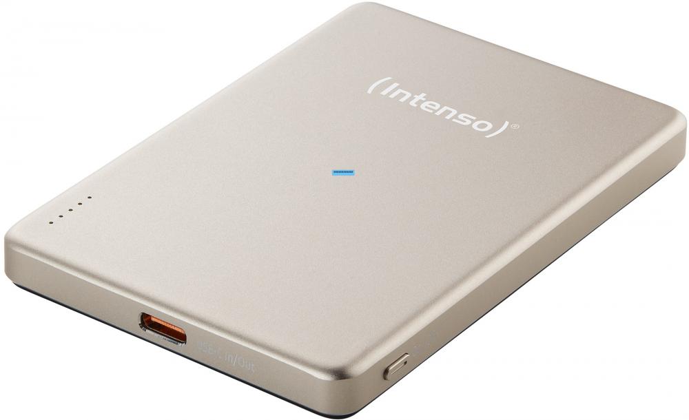 Intenso Powerbank MW5000 magnetische Fixierung MagSafe kompatibel PD 3.0 5000 mAh USB C champagner