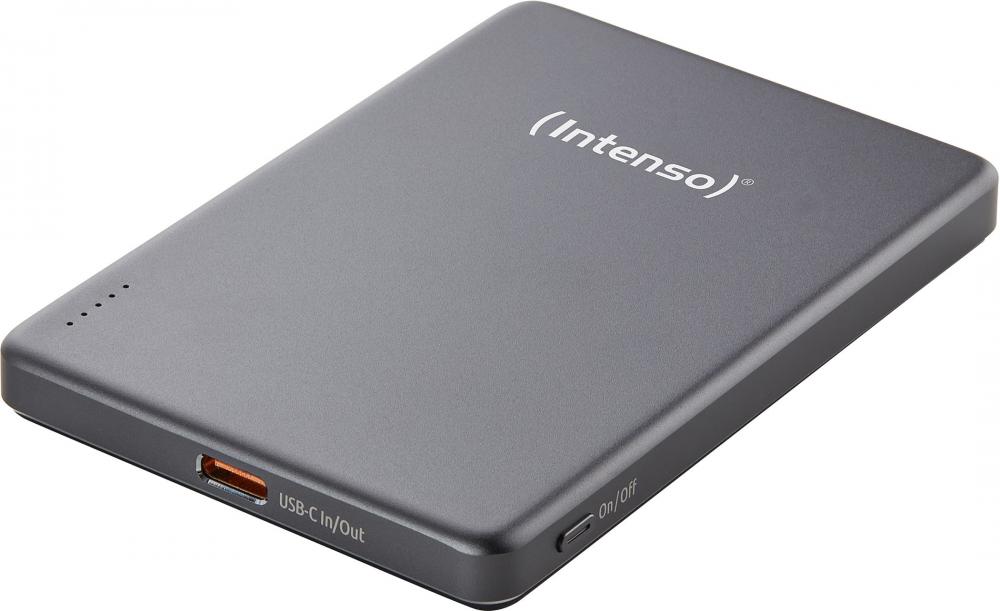 Intenso Powerbank MW5000 magnetische Fixierung MagSafe kompatibel PD 3.0 5000 mAh USB Typ C grau