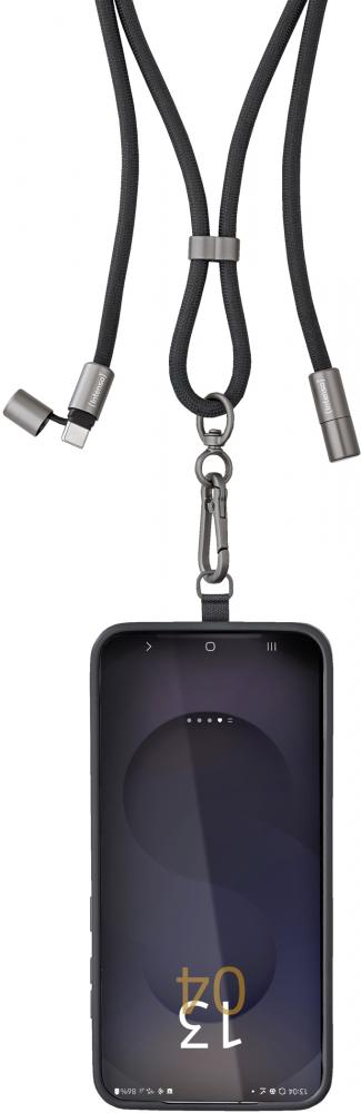 Intenso Cell Phone Charging Lanyard Handykette als Ladekabel Datenkabel 2 x USB-C bis 1,65m schwarz