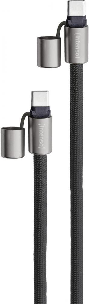 Intenso Cell Phone Charging Lanyard Handykette als Ladekabel Datenkabel 2 x USB-C bis 1,65m schwarz
