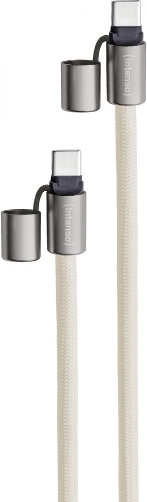 Intenso Cell Phone Charging Lanyard Handykette als Ladekabel Datenkabel 2 x USB-C bis 1,65m beige