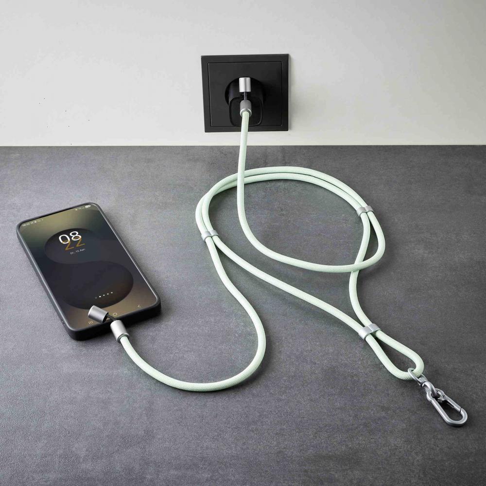 Intenso Cell Phone Charging Lanyard Handykette als Ladekabel Datenkabel 2 x USB-C bis 1,65m grün