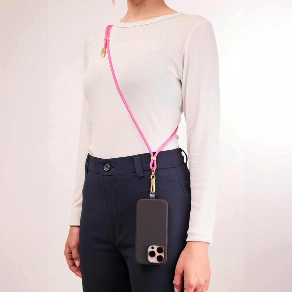 Intenso Cell Phone Charging Lanyard Handykette als Ladekabel Datenkabel 2 x USB-C 1,65m neon pink