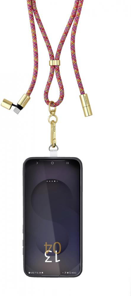 Intenso Cell Phone Charging Lanyard Handykette als Ladekabel Datenkabel 2 x USB-C bis 1,65m neon mix