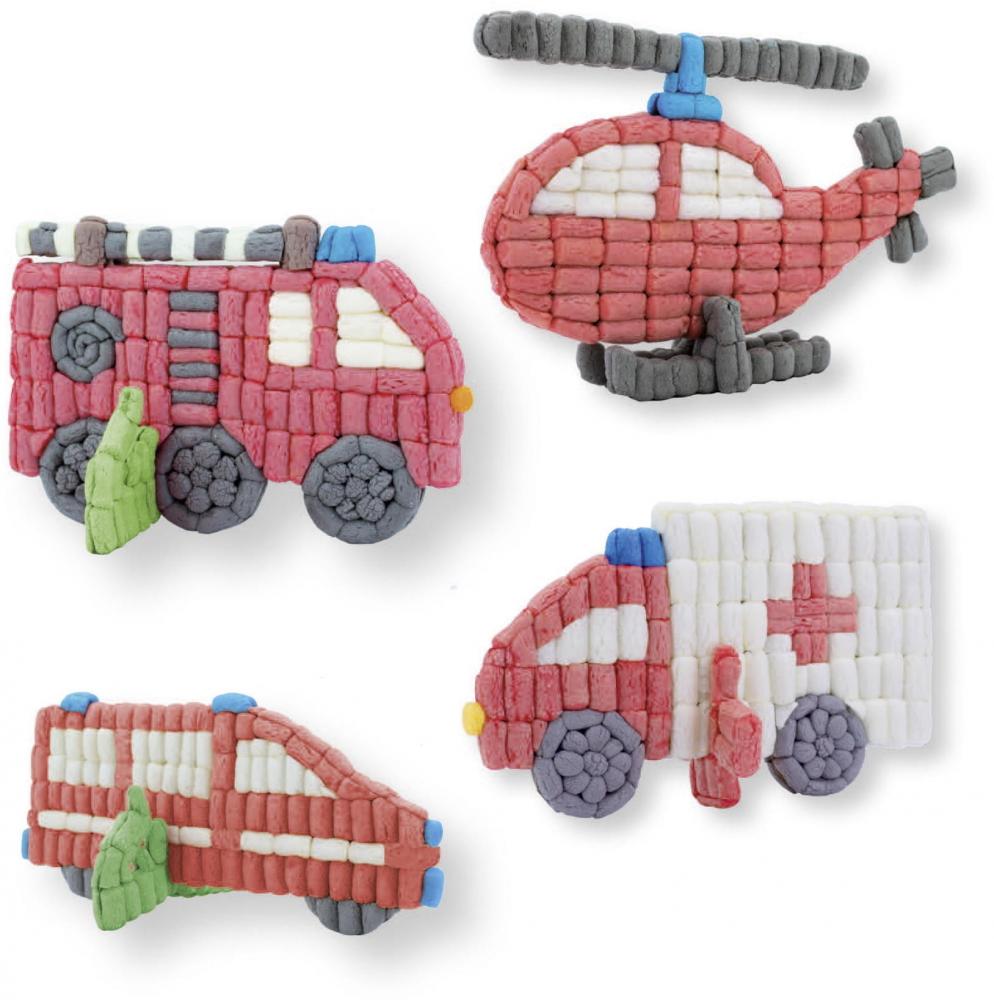 PlayMais Bastel Kreativität Classic 4 verschiedene Karten mit Firetruck Feuerwehr 160849
