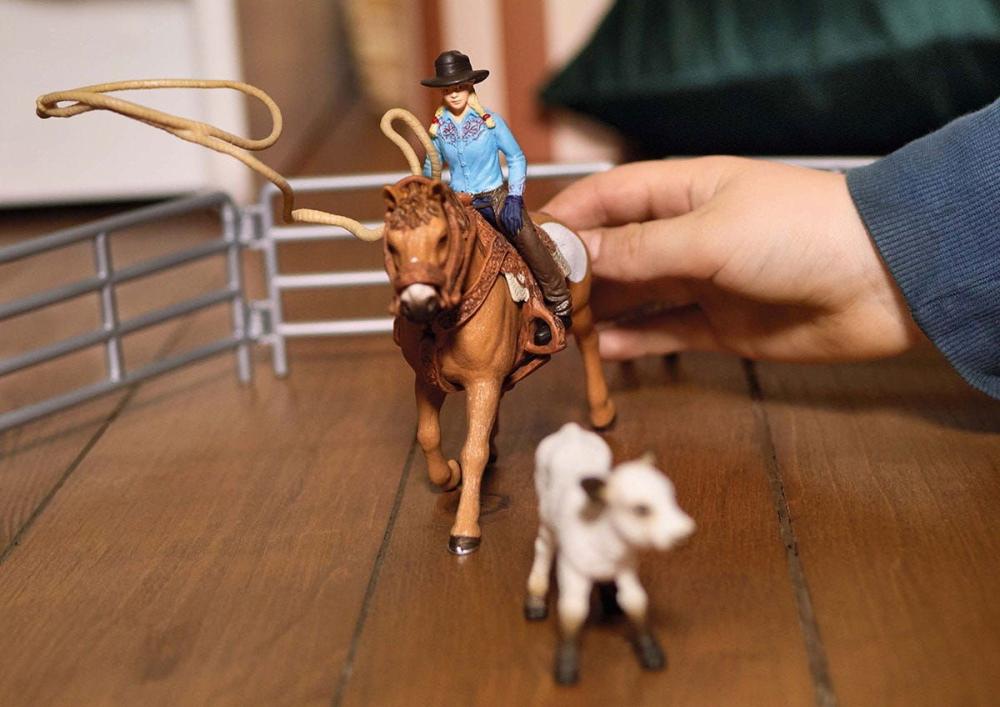 Schleich FARM WORLD Team Roping mit Cowgirl Set 9 Teile 42577