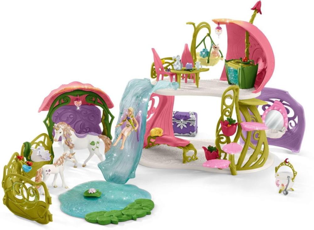 Schleich BAYALA® Glitzerndes Blütenhaus mit Einhörnern, See und Stall Set 71 Teile 42445