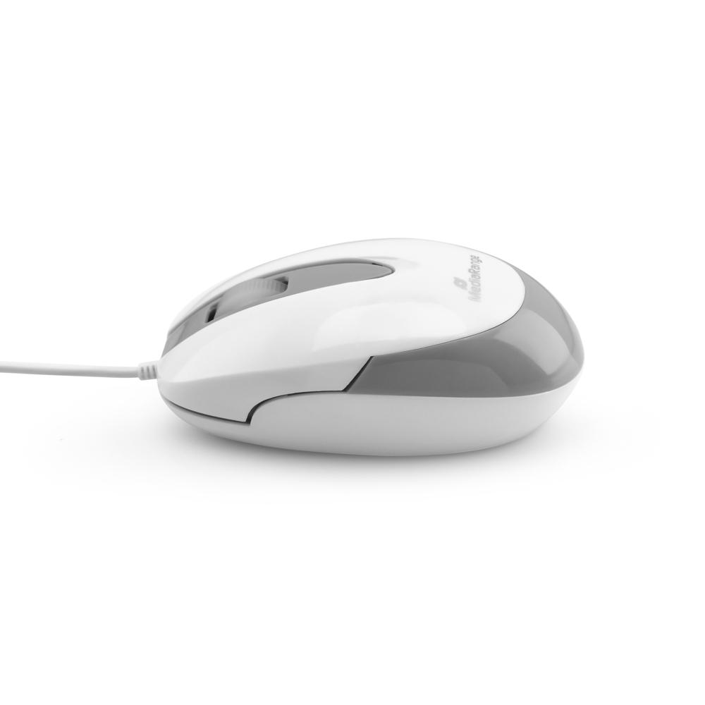 Mediarange Maus optisch mit Kabel 3 Tasten 1000 dpi weiß MROS214