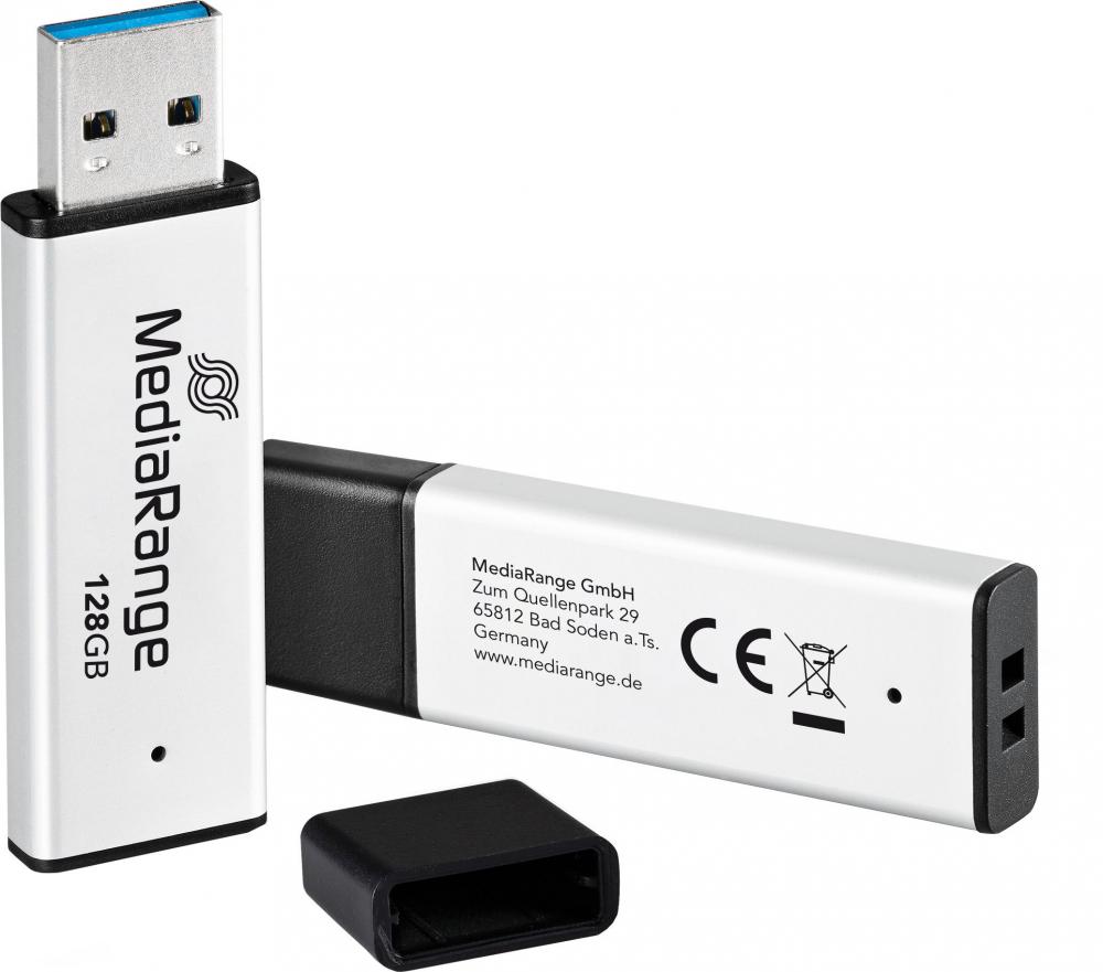 Mediarange USB Stick 128GB Speicherstick High Performance silber USB 3.2 Gen 1