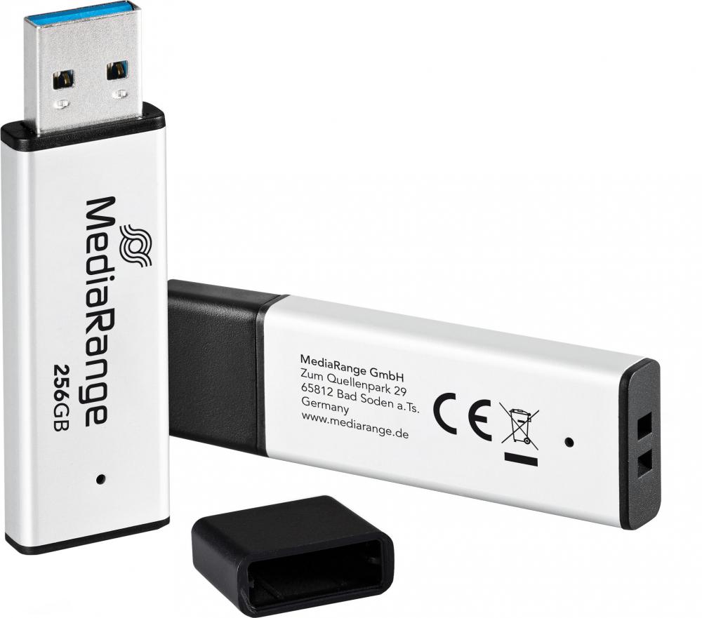 Mediarange USB Stick 256GB Speicherstick High Performance silber USB 3.2 Gen 1