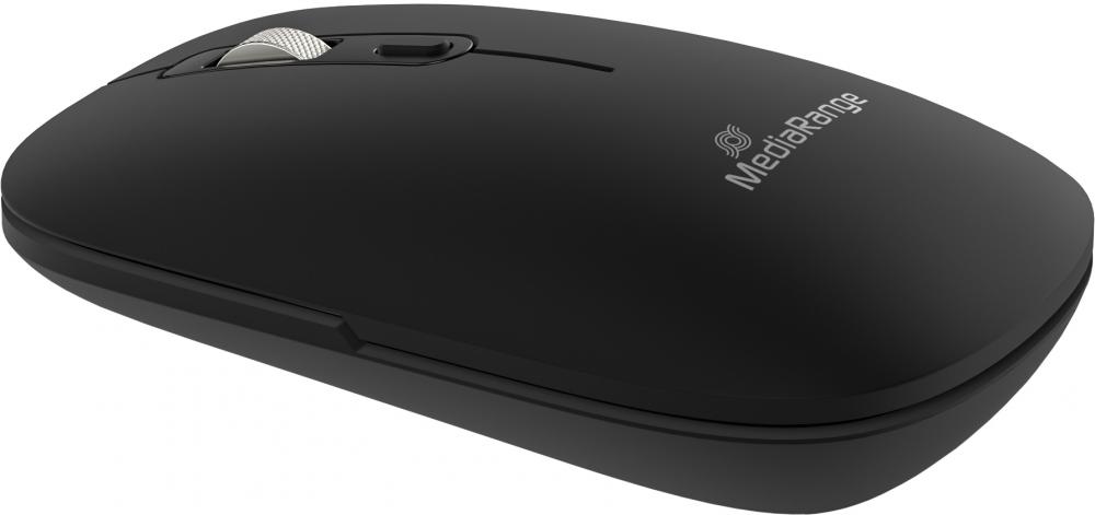 Mediarange Maus optisch Wireless kabellos Bluetooth 4 Tasten 2400 dpi schwarz MROS267