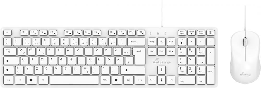 Mediarange Set Maus und Tastatur mit Kabel 3 QWERTZ weiß MROS276