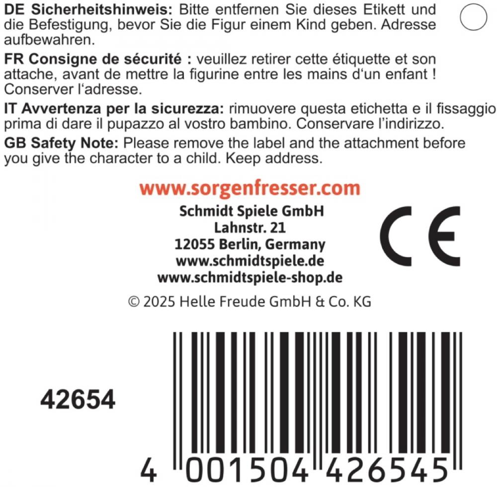 Schmidt Spiele Plüsch Stofftier Sorgenfresser Aye-Q 28,5 cm 42654