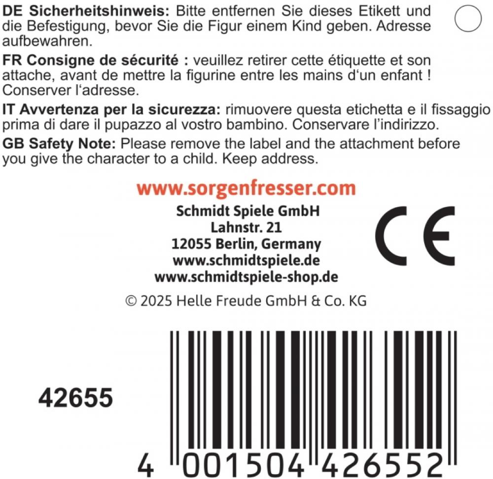 Schmidt Spiele Plüsch Stofftier Sorgenfresser Gretchen 26 cm 42655