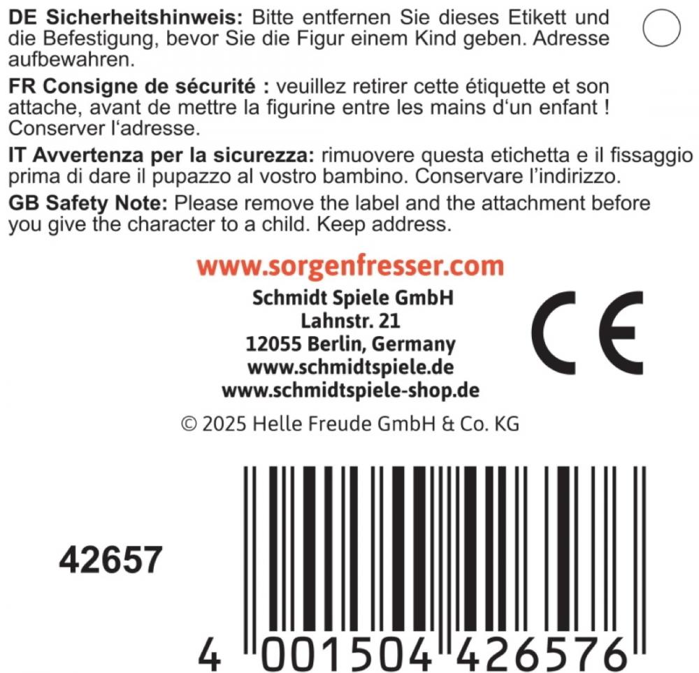 Schmidt Spiele Plüsch Stofftier Sorgenfresser Jolly 23 cm 42657