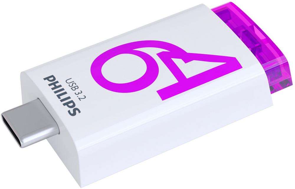 Philips USB Stick 64GB Speicherstick Click Series weiß pink Typ C USB 3.2 Gen 1