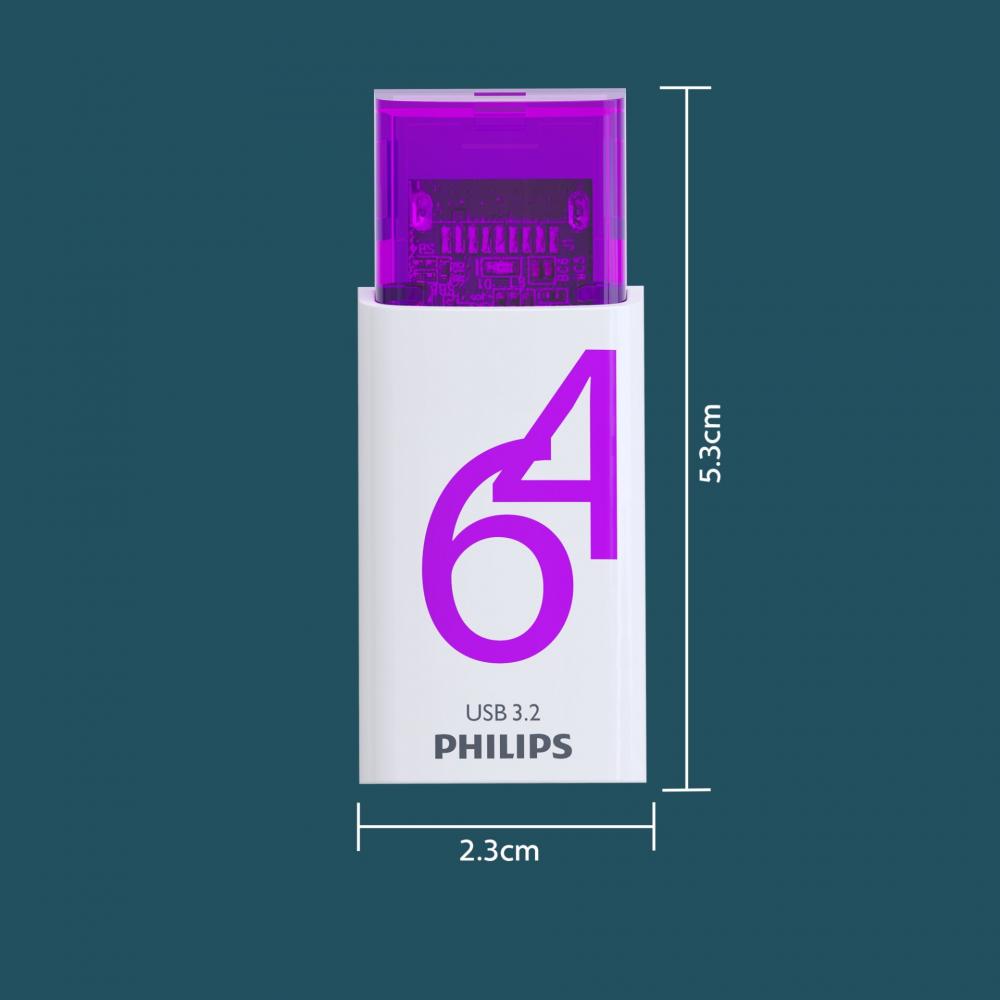 Philips USB Stick 64GB Speicherstick Click Series weiß pink Typ C USB 3.2 Gen 1
