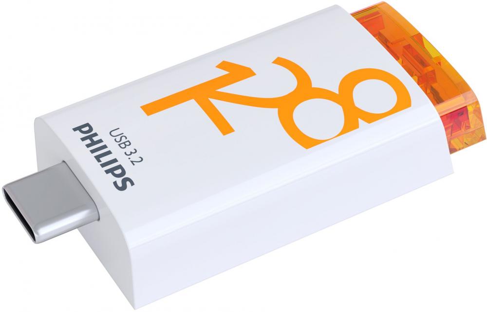Philips USB Stick 128GB Speicherstick Click Series weiß orange Typ C USB 3.2 Gen 1