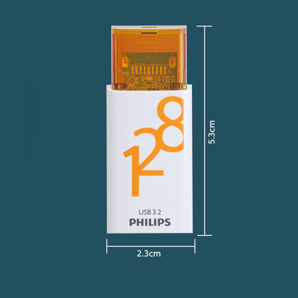 Philips USB Stick 128GB Speicherstick Click Series weiß orange Typ C USB 3.2 Gen 1