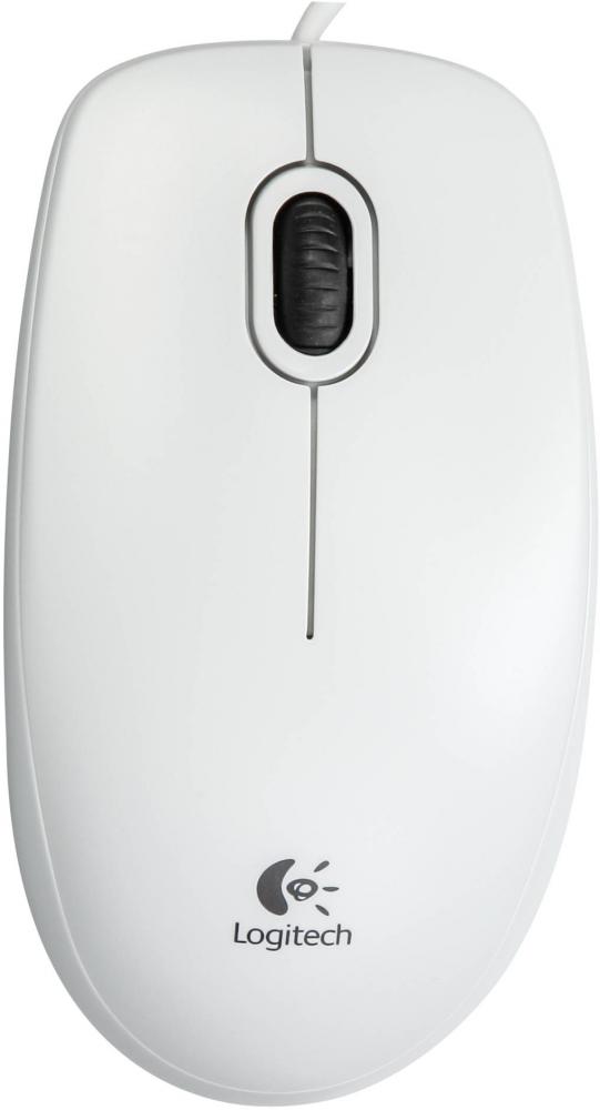 Logitech Maus B100 optisch mit Kabel 3 Tasten 800 dpi weiß 910-003360