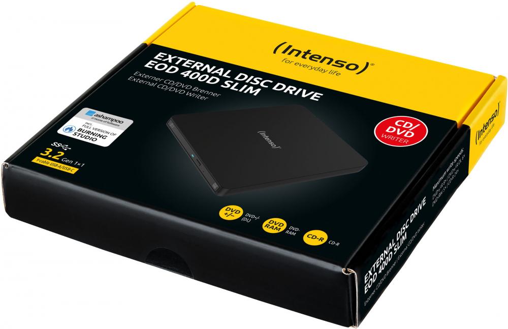 Intenso Brenner extern EOD 400D SLIM für CD / DVD / M-Disc USB 3.2 USB-A / USB-C schwarz
