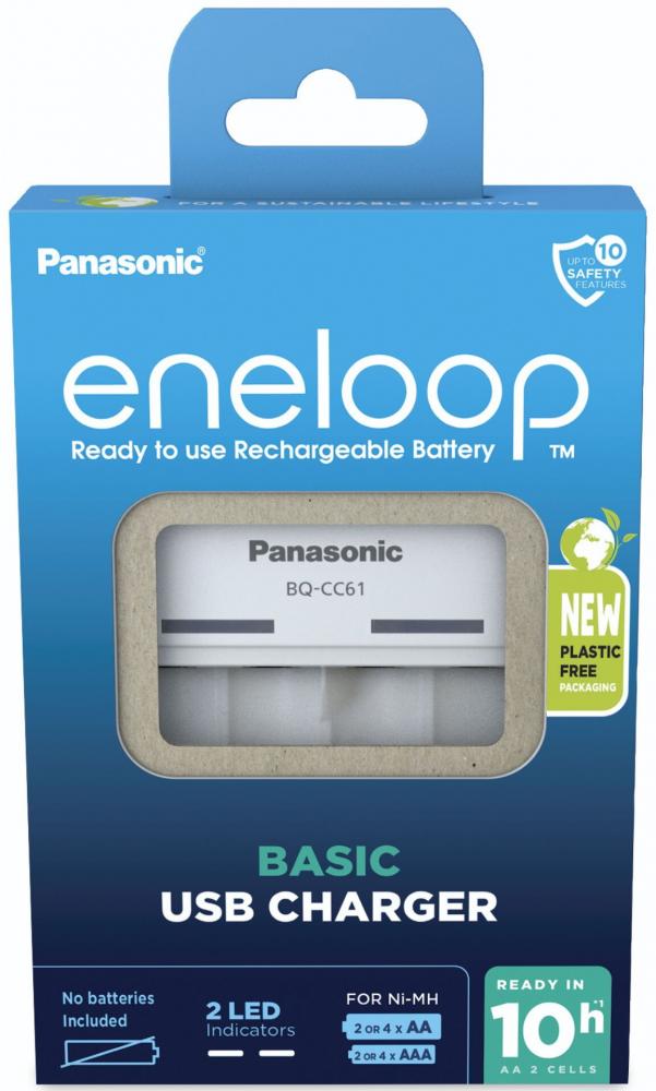 Panasonic Akku Ladegerät Charger eneloop Basic USB Charger BQ-CC61USB für 4 AA / AAA
