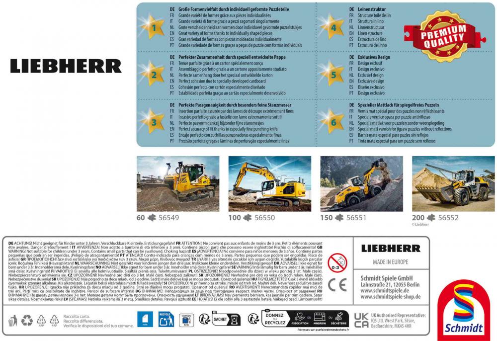 200 Teile Schmidt Spiele Kinder Puzzle Liebherr Radlader L580 56552