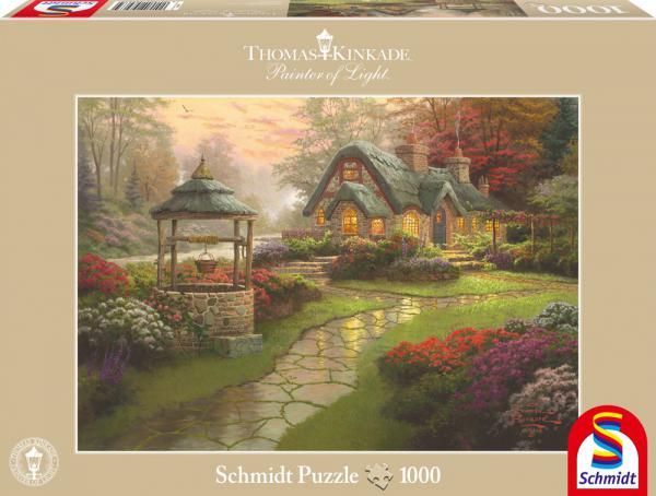 1000 Teile Schmidt Spiele Puzzle Thomas Kinkade Haus mit Brunnen 58463