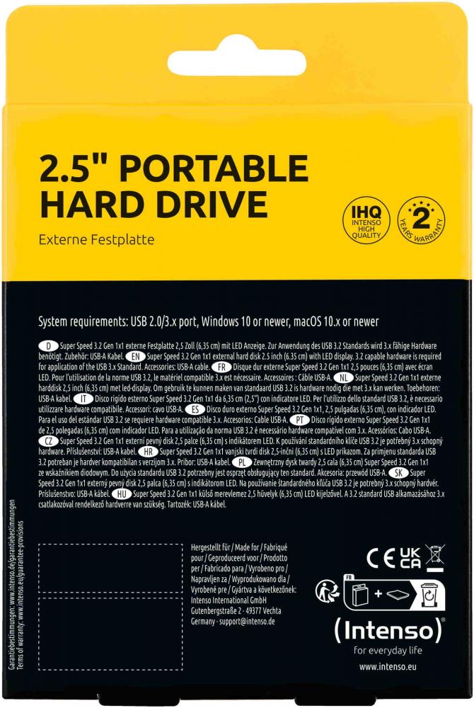 Intenso HDD externe Festplatte Memory Case 2,5 Zoll 1TB USB 3.2 schwarz certified refurbished