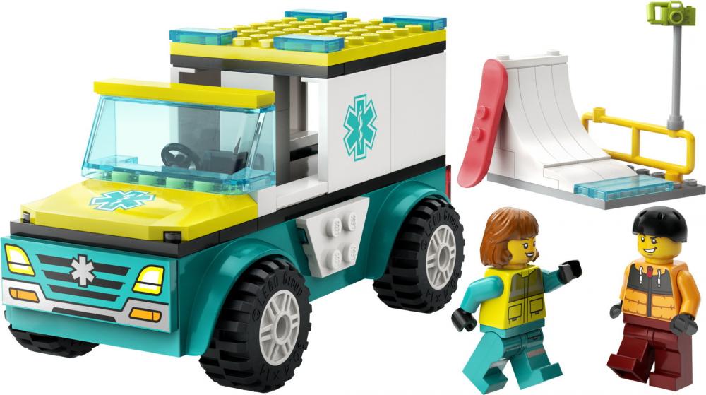LEGO® City Great Vehicles Rettungswagen und Snowboarder 79 Teile 60403