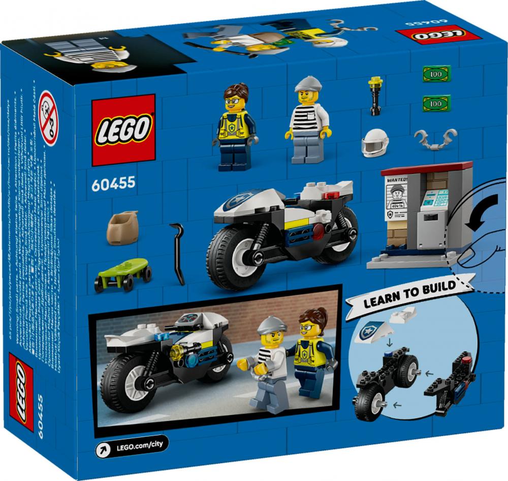 LEGO® City Verfolgungsjagd mit dem Polizeimotorrad 65 Teile 60455