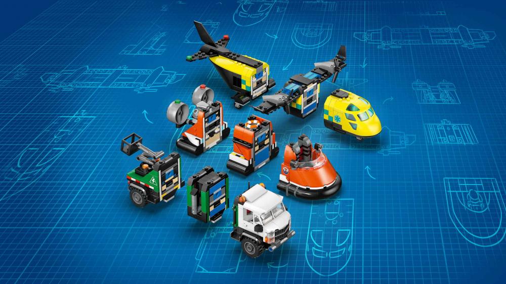 LEGO® City Fahrzeuge Kombinationsset mit Flugzeug, Wartungsfahrzeug, Luftkissenboot 990 Teile 60505