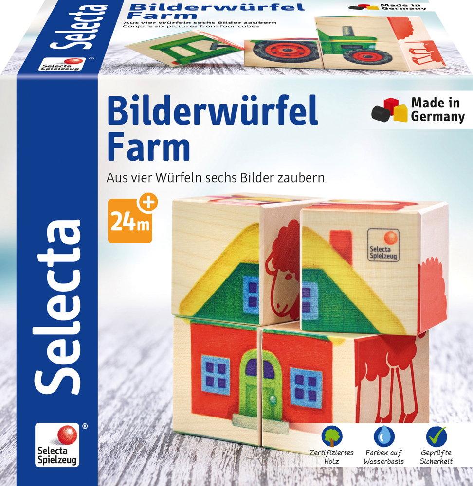 4 Teile Selecta Kleinkindwelt Holz Kinder Würfel Puzzle Farm 62052