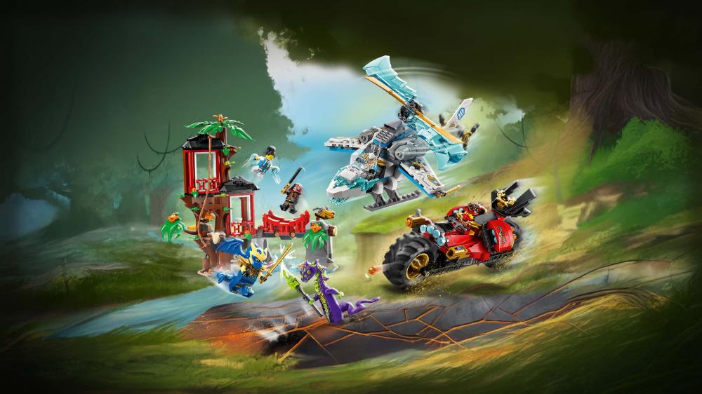 LEGO® NINJAGO Showdown am Baumhaus mit dem Ninja-Bike 642 Teile 71857