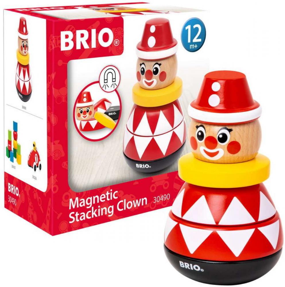 Brio Kleinkindwelt Holz Motorikspielzeug Magnetischer Stapelclown 5 Teile 30490