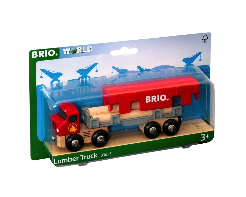 Brio World Eisenbahn Fahrzeug Holztransporter mit Magnetladung 6 Teile 33657