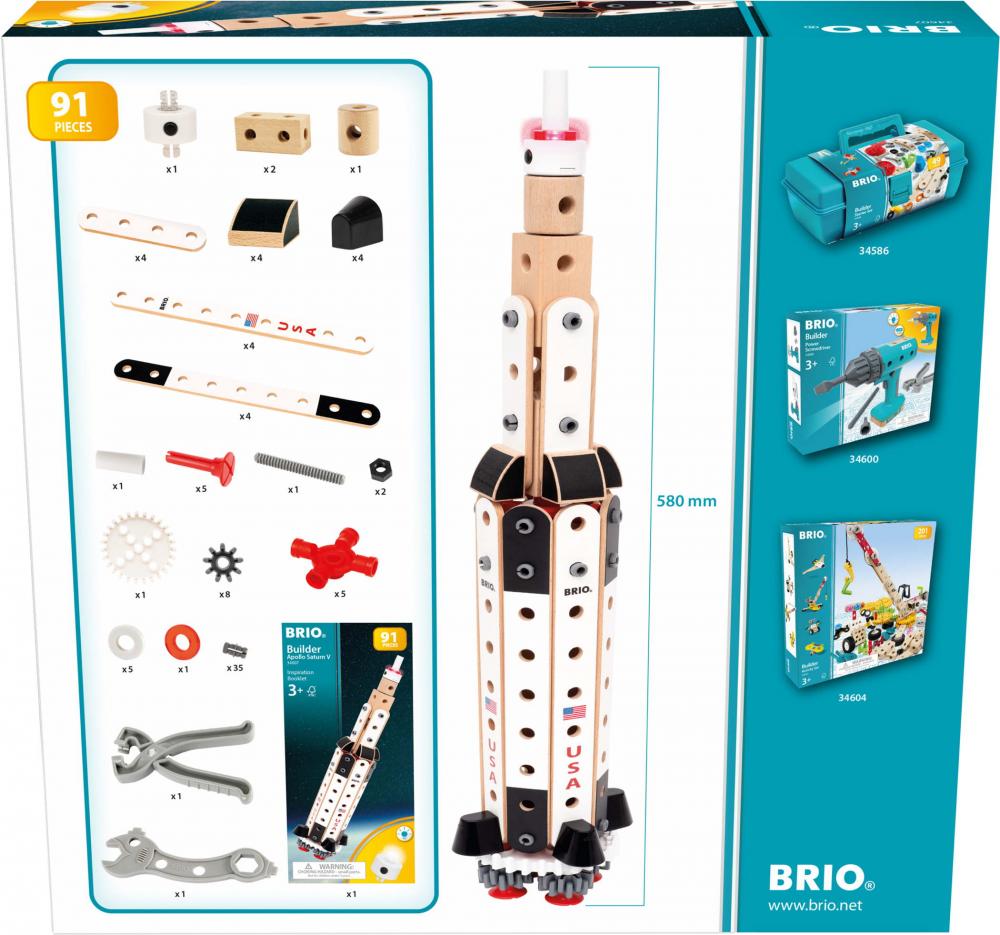 Brio Spielzeug Bausystem Builder Apollo Saturn V 91 Teile 34607