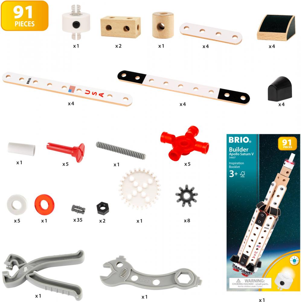 Brio Spielzeug Bausystem Builder Apollo Saturn V 91 Teile 34607