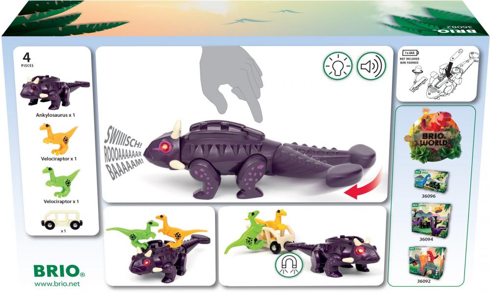 Brio World Eisenbahn Zubehör Dinosaurier Ankylosaurus 4 Teile 36082