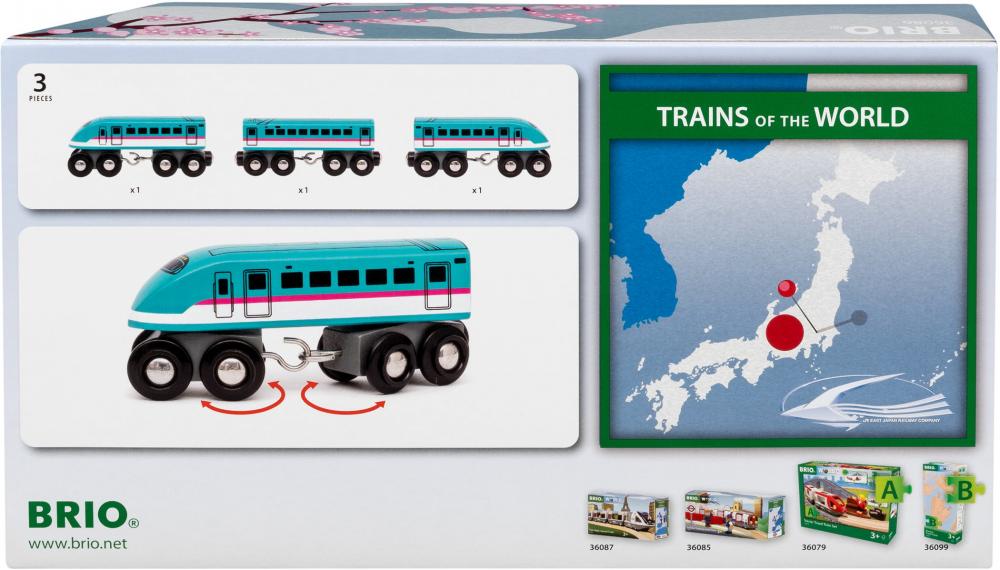 Brio World Eisenbahn Zug Trains of the World Shinkansen Series E5 Hayabusa Zug 3 Teile 36086