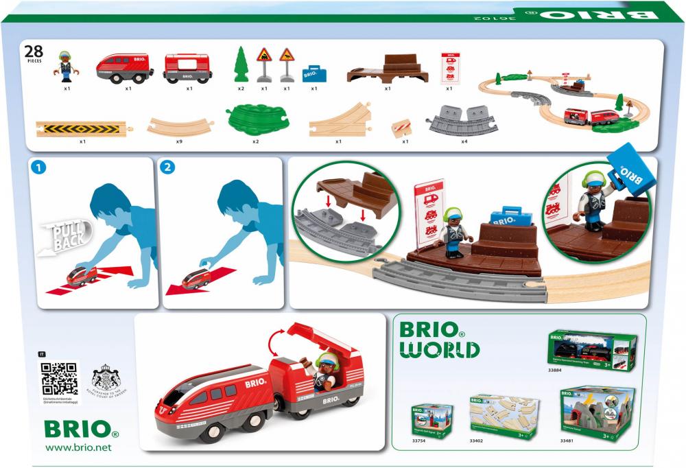 Brio World Eisenbahn Set Zugset mit Rückziehmotor 28 Teile 36102
