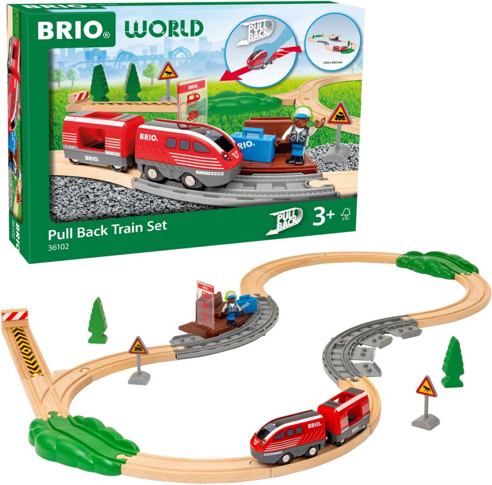 Brio World Eisenbahn Set Zugset mit Rückziehmotor 28 Teile 36102