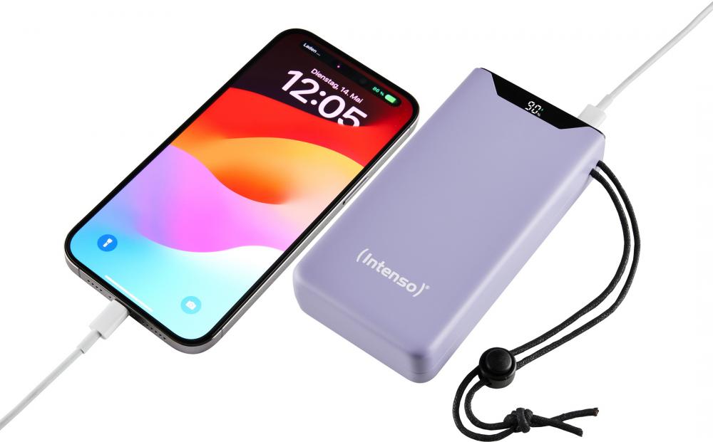 Intenso Powerbank F20000 PD Qualcomm Quick Charge 3.0 20000 mAh 1x USB Typ A und C OUT lila