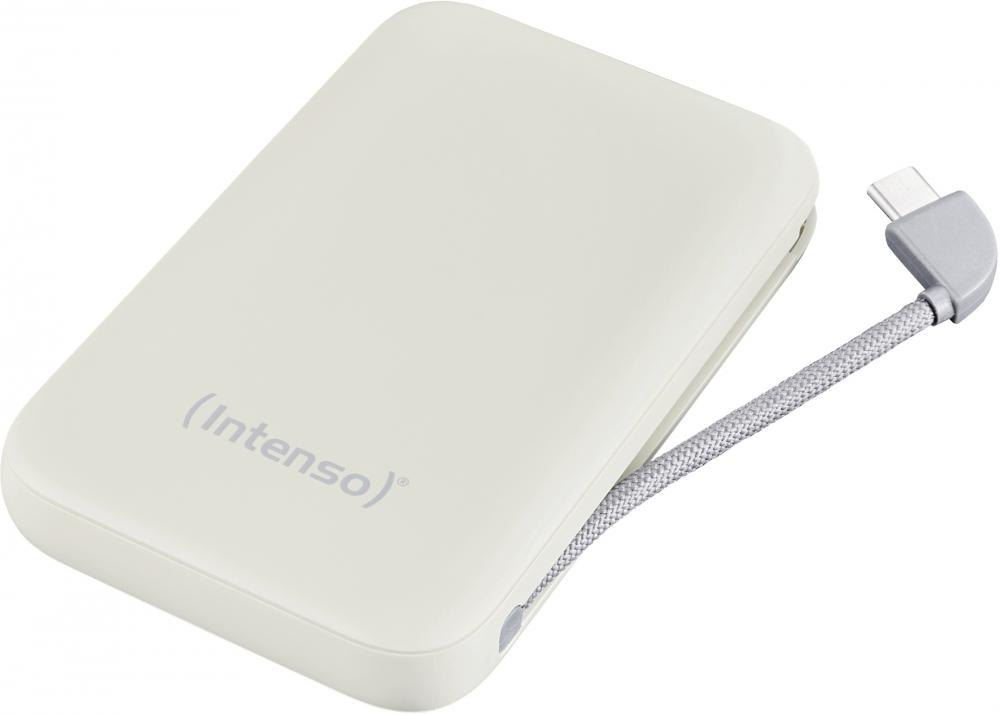 Intenso Powerbank mobile Ladestation S 10000 mAh PD Typ C USB OUT integriertes Kabel beige