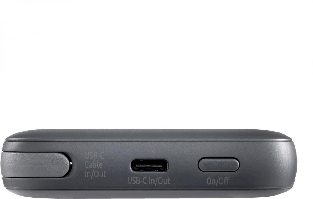 Intenso Powerbank mobile Ladestation S 10000 mAh PD Typ C USB OUT integriertes Kabel grau