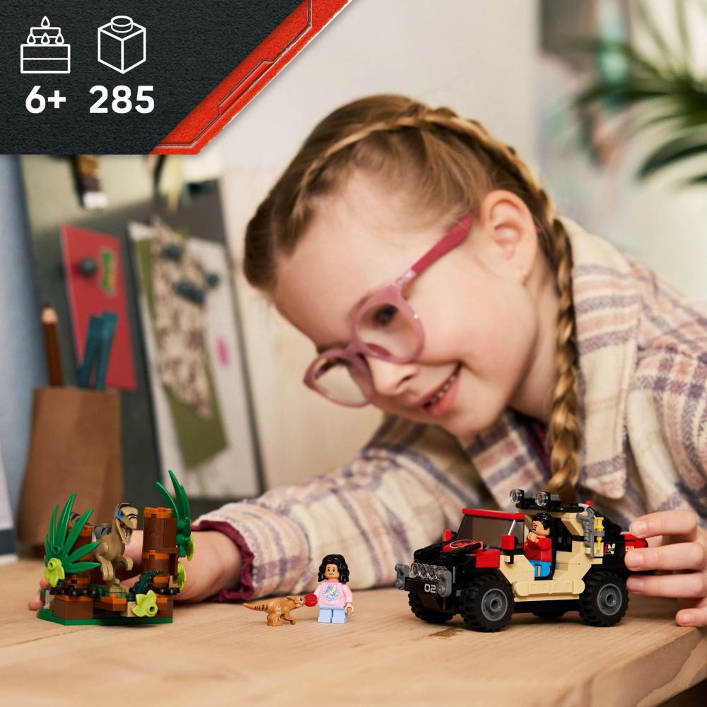 LEGO® Jurassic World™ Raptor: Verfolgungsjagd mit dem Geländewagen 285 Teile 76972
