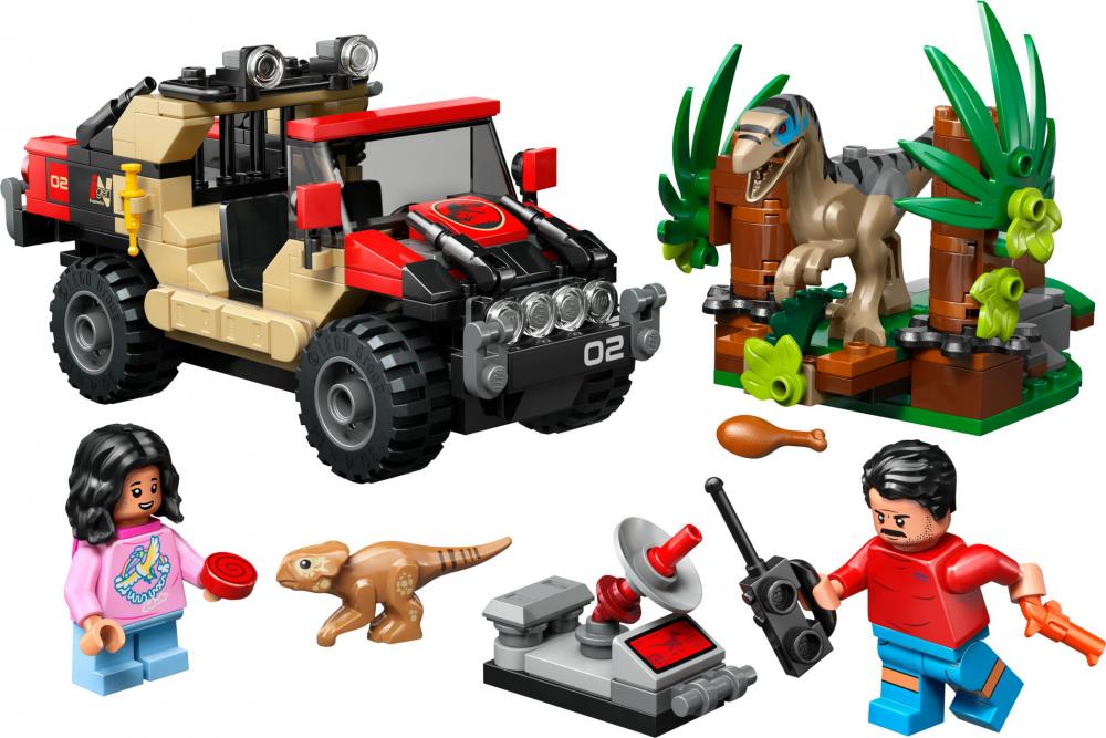 LEGO® Jurassic World™ Raptor: Verfolgungsjagd mit dem Geländewagen 285 Teile 76972
