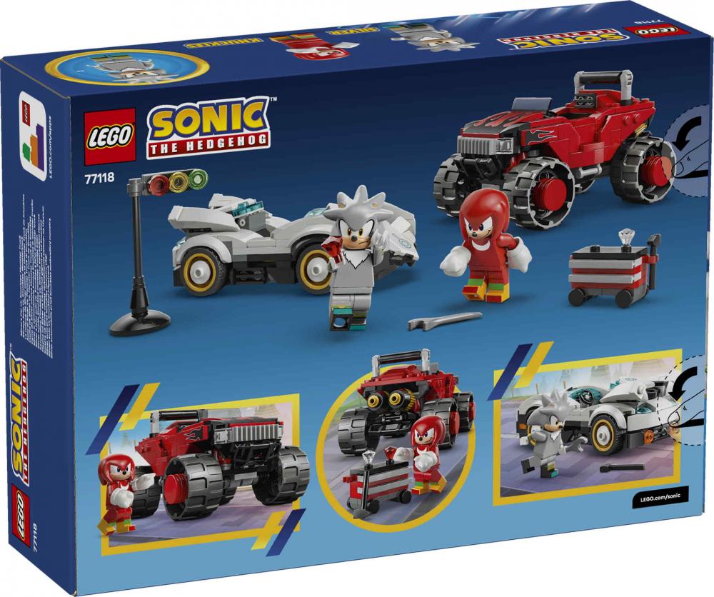LEGO® Sonic Silvers Auto vs. Knuckles' Monstertruck 378 Teile 77118