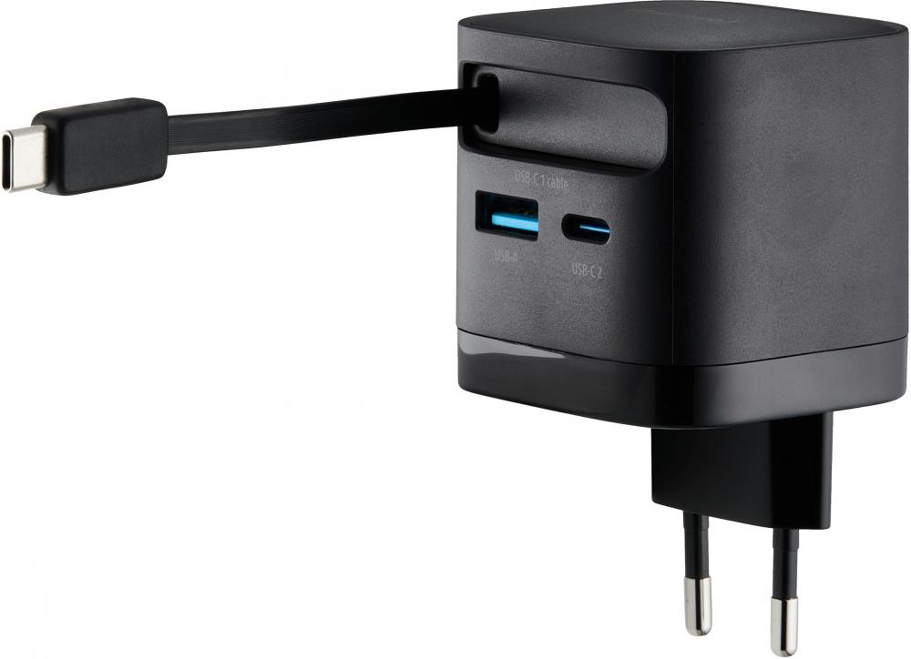 Intenso Ladegerät Power Adapter 65 Watt W65ACIC GaN 1x USB-A + 2x USB-C für 3 Geräte schwarz